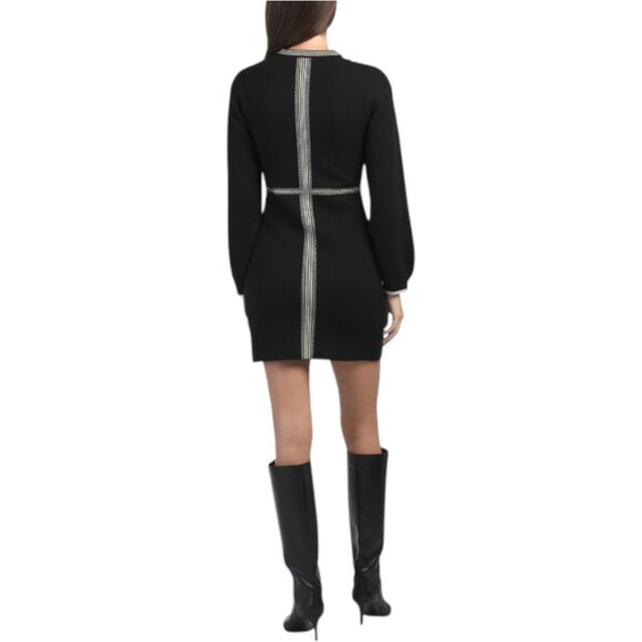 ZOE & CLAIRE Long Sleeve Crew Neck Placed Floral Sweater Mini Dress - Picture 2 of 3